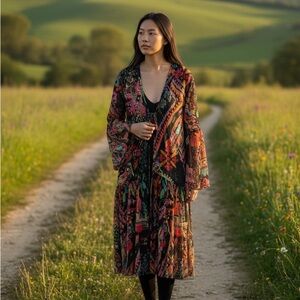 Vibrant Multicolor Long Sleeve Kimono